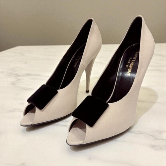 NIB Authentic Saint Laurent Franky 115 Satin Sandals Nero - Picture 4 of 11